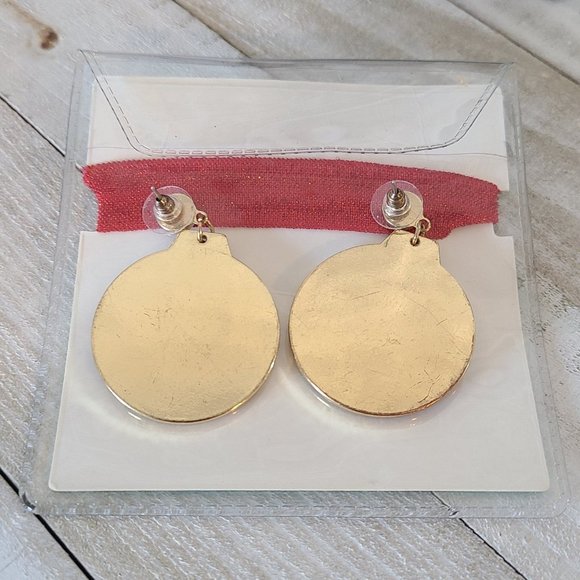 Christmas Bracelet and Ornament Earrings Blingy Sparkles Pierced Rustic Cuff - Picture 5 of 6